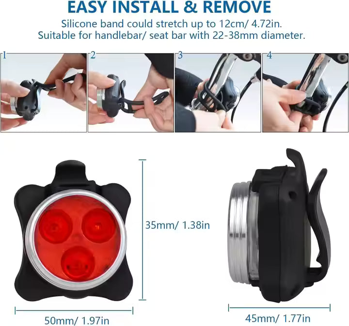 RECHARGABLE ROUND WHITE OR RED 3 LED LIGHT